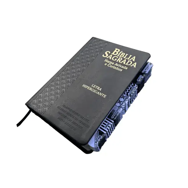 Foto do produto Bíblia Sagrada Preta – Capa Luxo - Letra Hiper Gigante - Full Color com Abas Adesivas ARC - CPP