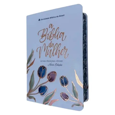 Foto do produto Biblia da Mulher de estudos branca tulipas compacta ARC capa luxo SBB